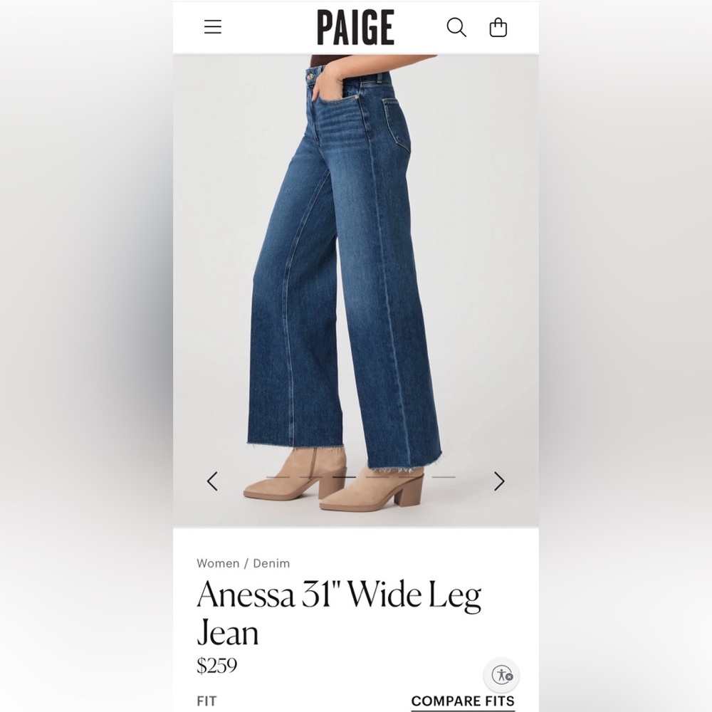 PAIGE Anessa Flare Wide Leg Jeans in Blue Size25 - Picture 4 of 9